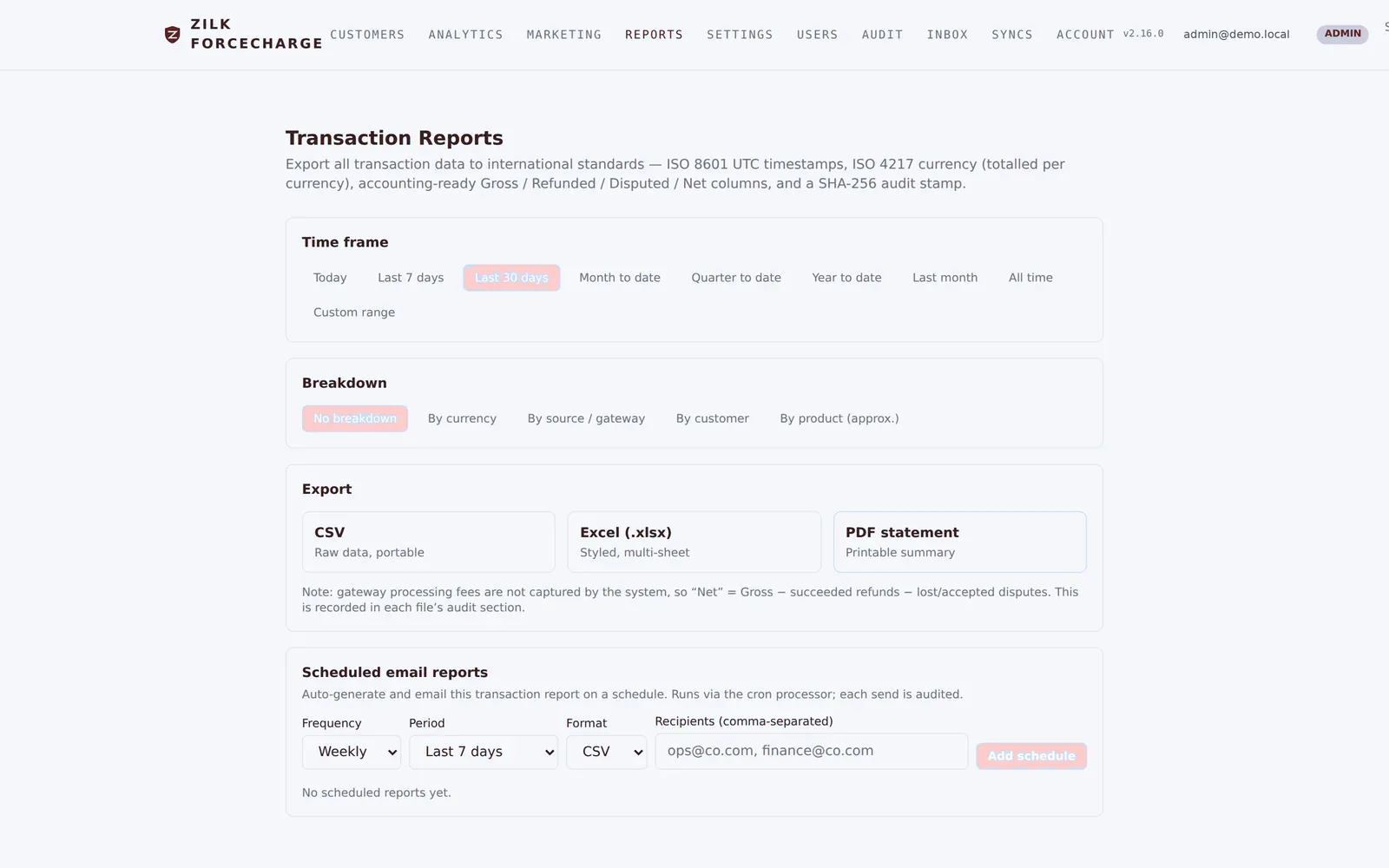 Zilk ForceCharge — Reports