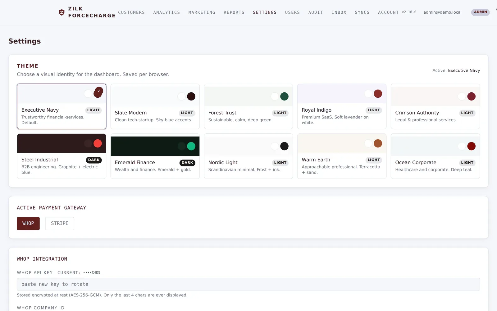 Zilk ForceCharge — Settings