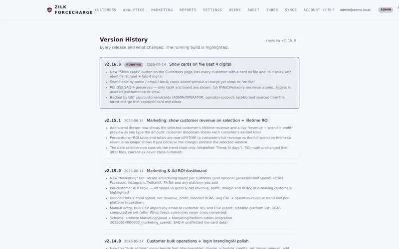 Zilk ForceCharge — Version History