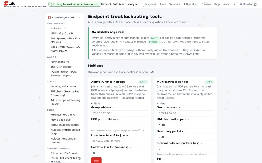 Zilk Multicast Analyzer — Tools