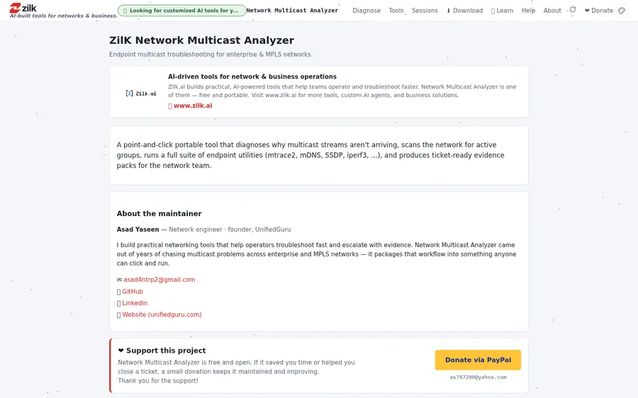 Zilk Multicast Analyzer — About