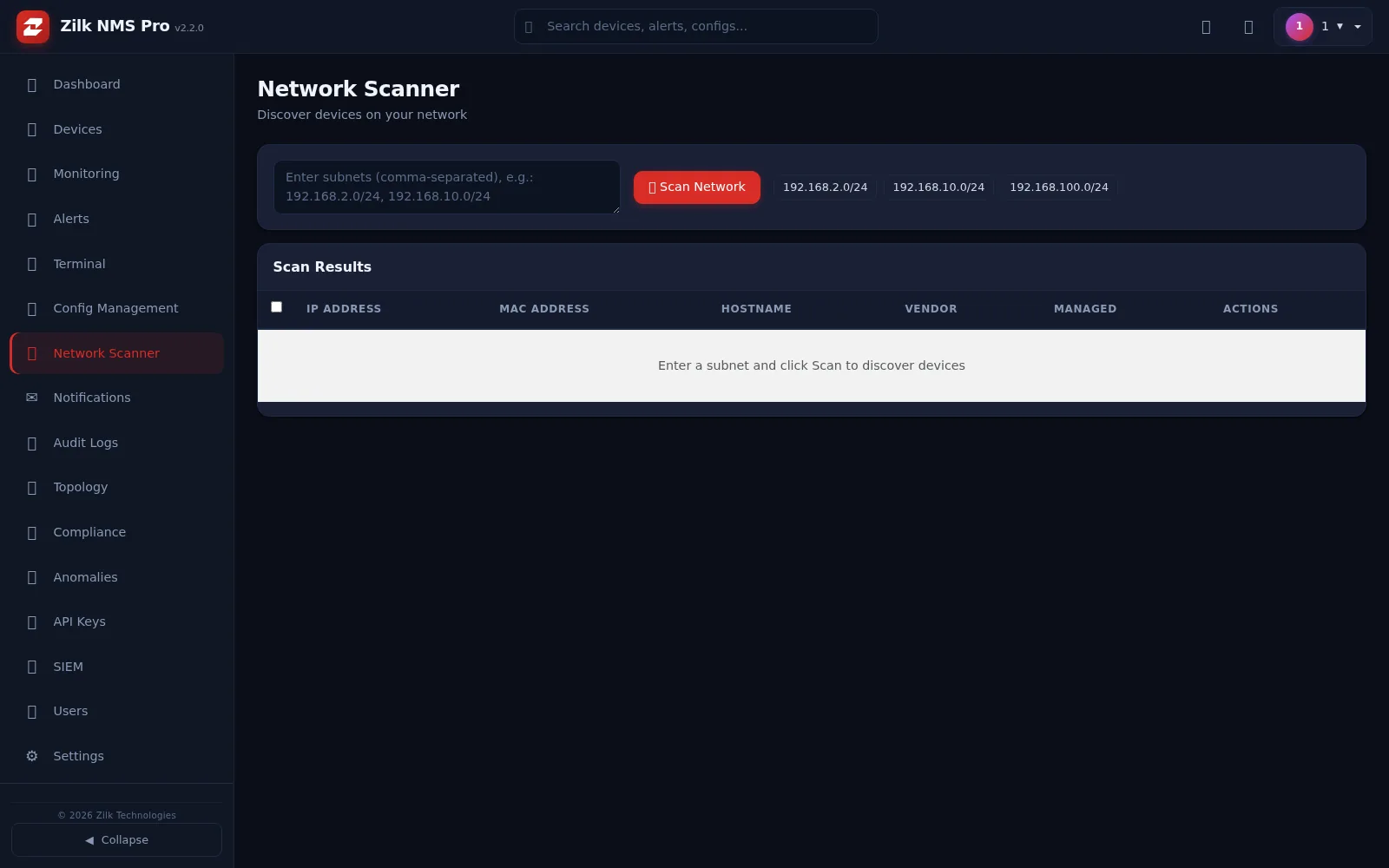Zilk NMS Pro — Network Scanner