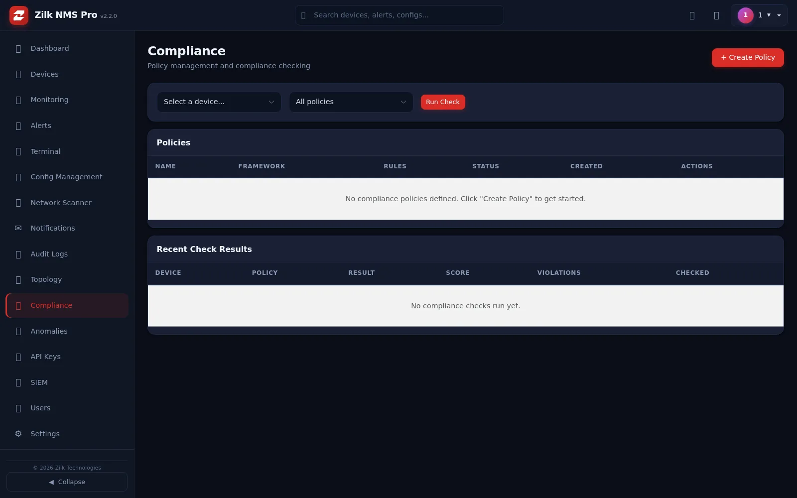 Zilk NMS Pro — Compliance